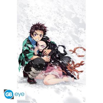 DEMON SLAYER - Poster Maxi "Tanjiro und Nezuko Schnee"  Tanjiro schützt seine Schwester Nezuko unter dem Schnee auf diesem herrlichen Poster!